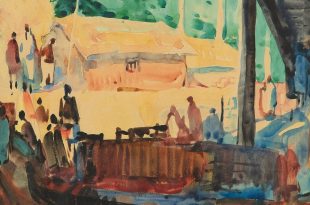 Detail from ‘Foot Bridge’ (1951) by K.C.S Paniker, who abandoned elements of Impressionism in favour of indigenous modernism—which formed the basis of the Madras Art Movement