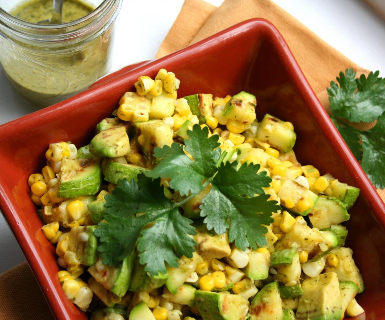 Grilled zucchini corn salad