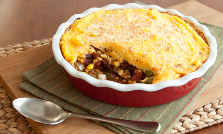 Cast iron vegetarian tamale pie