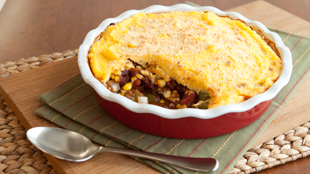 Cast iron vegetarian tamale pie