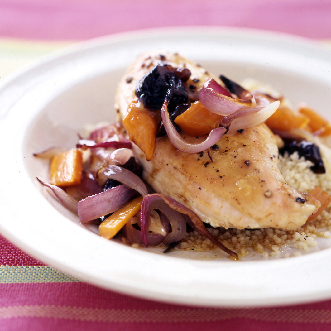 Skillet chicken roasted carrots