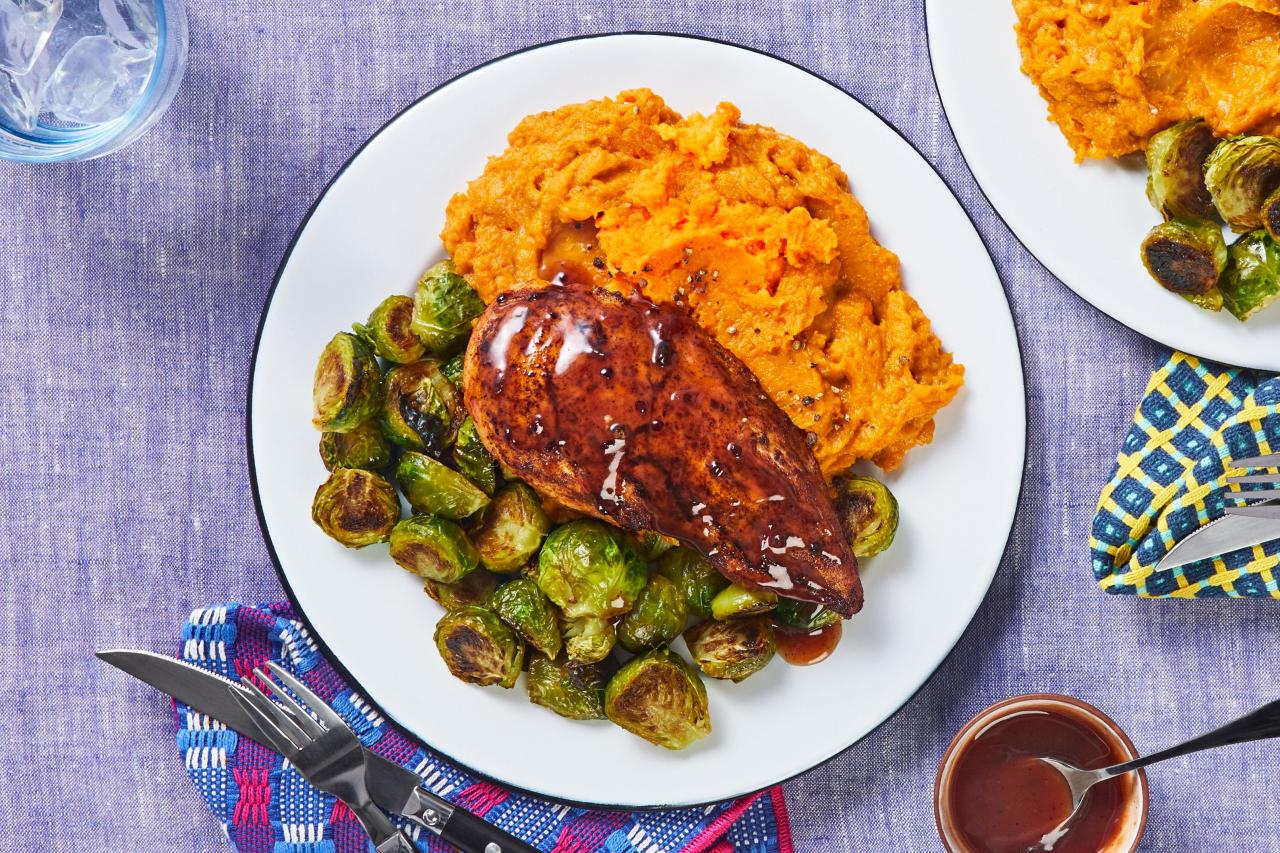 Saucy chicken and mashed sweet potatoes