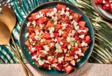 Watermelon salad feta mint recipe