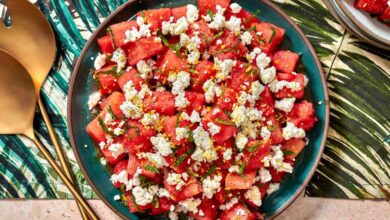 Watermelon salad feta mint recipe