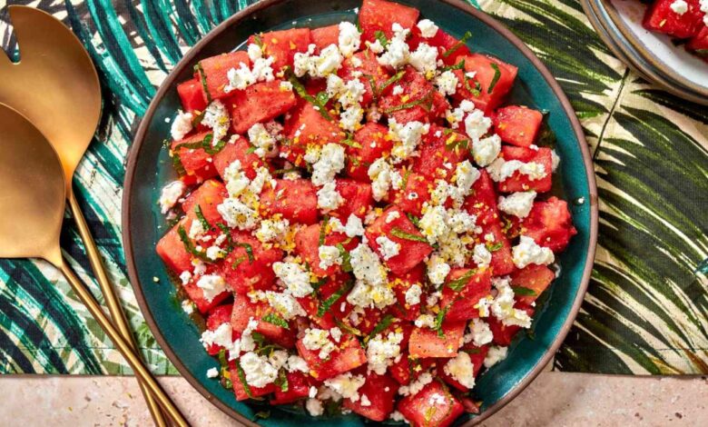 Watermelon salad feta mint recipe