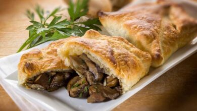 Mushroom and chestnut savory strudel