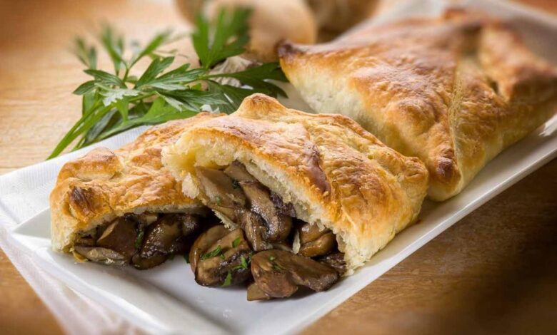 Mushroom and chestnut savory strudel