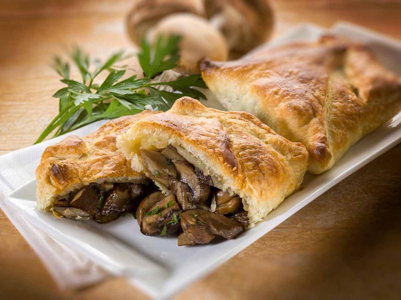 Mushroom and chestnut savory strudel