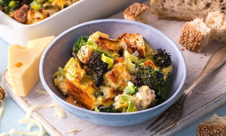 Broccoli and gruyere breakfast strata recipe