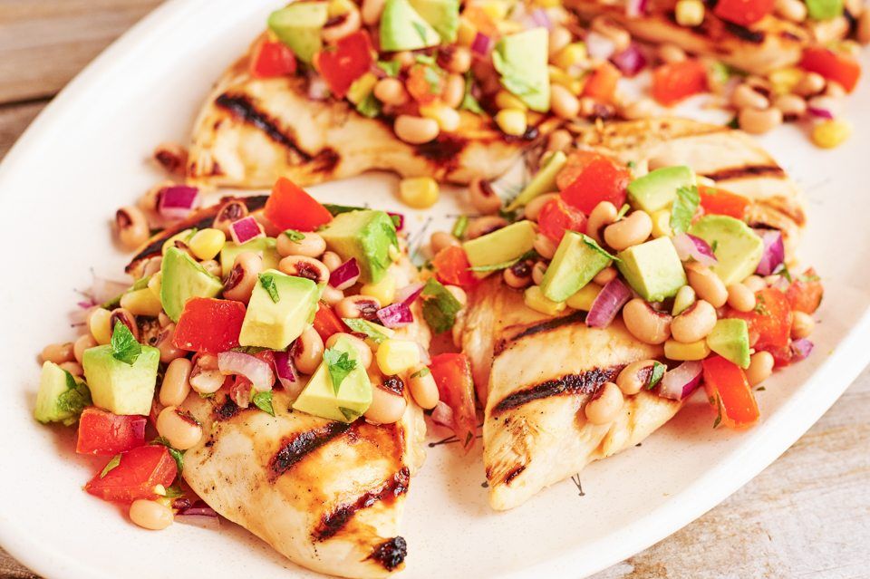 Grilled honey lime chicken with cowboy caviar