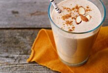 Creamy almond butter and banana smoothie