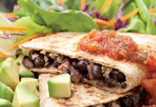 Black bean spinach quesadilla