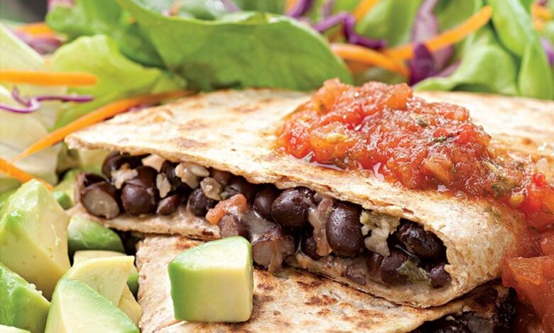 Black bean spinach quesadilla