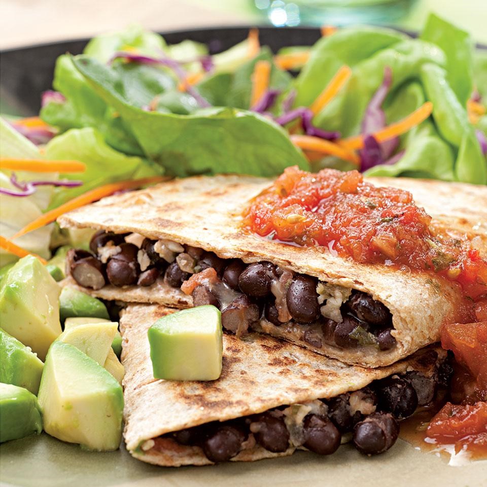 Black bean spinach quesadilla