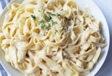 Vegan double cauliflower fettuccine alfredo