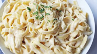 Vegan double cauliflower fettuccine alfredo