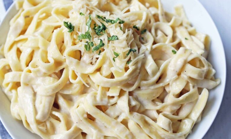 Vegan double cauliflower fettuccine alfredo