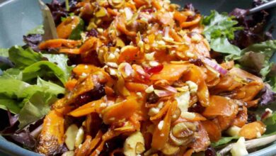 Roasted carrot salad over wild rice