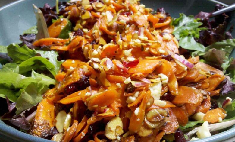 Roasted carrot salad over wild rice