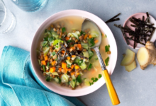 Lentil miso kale soup with nori