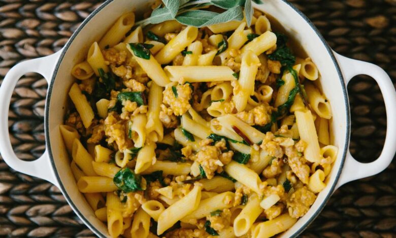 Vegan sausage kale pasta