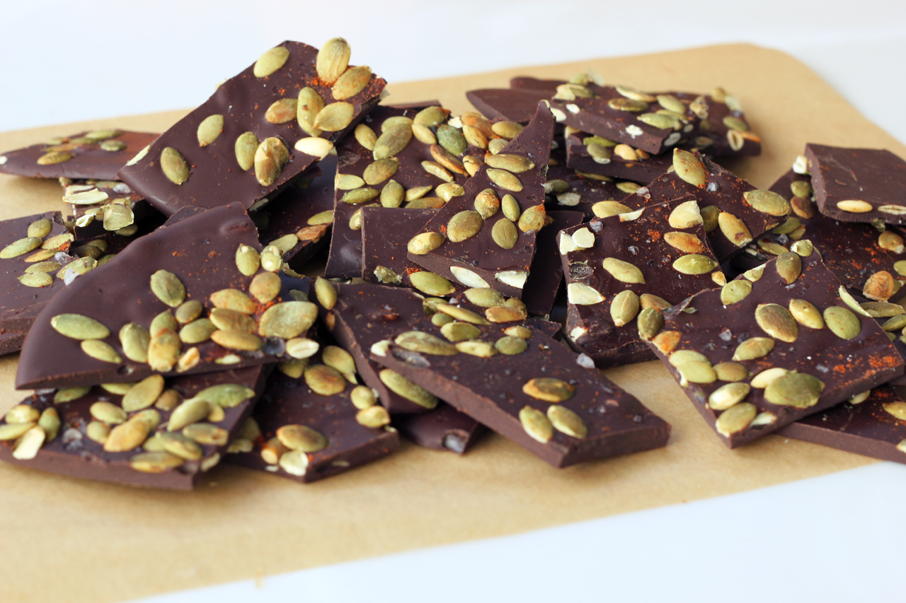 Seedy dark chocolate bark recipe