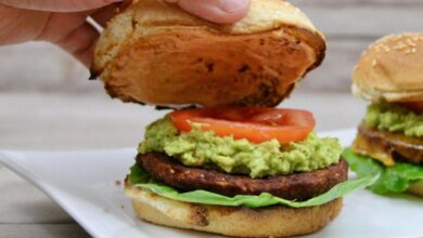 Chipotle black bean burgers with avocado salsa