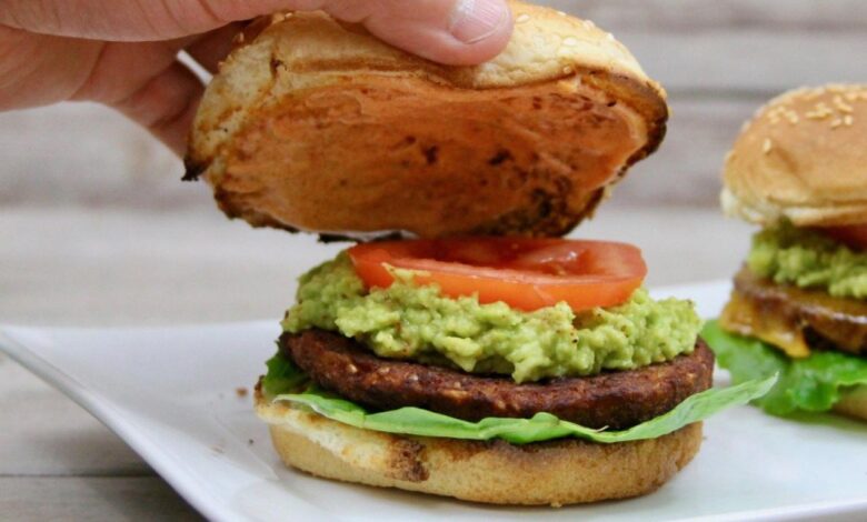 Chipotle black bean burgers with avocado salsa