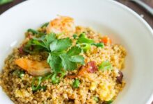 Shrimp fried quinoa with egg whites