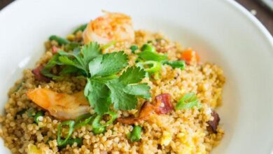 Shrimp fried quinoa with egg whites