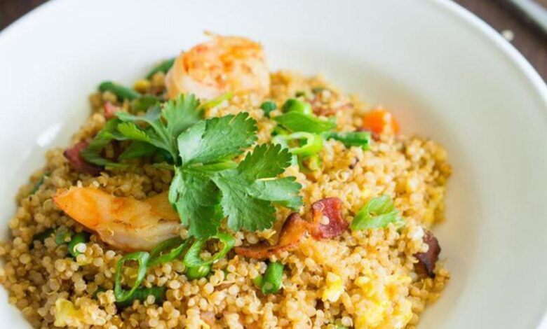 Shrimp fried quinoa with egg whites