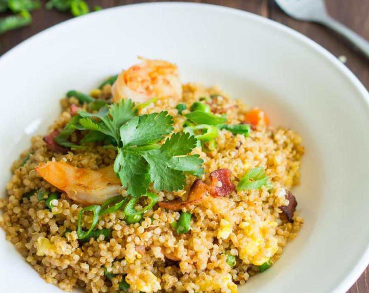 Shrimp fried quinoa with egg whites