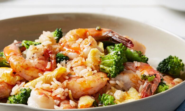 Shrimp and broccoli fried rice