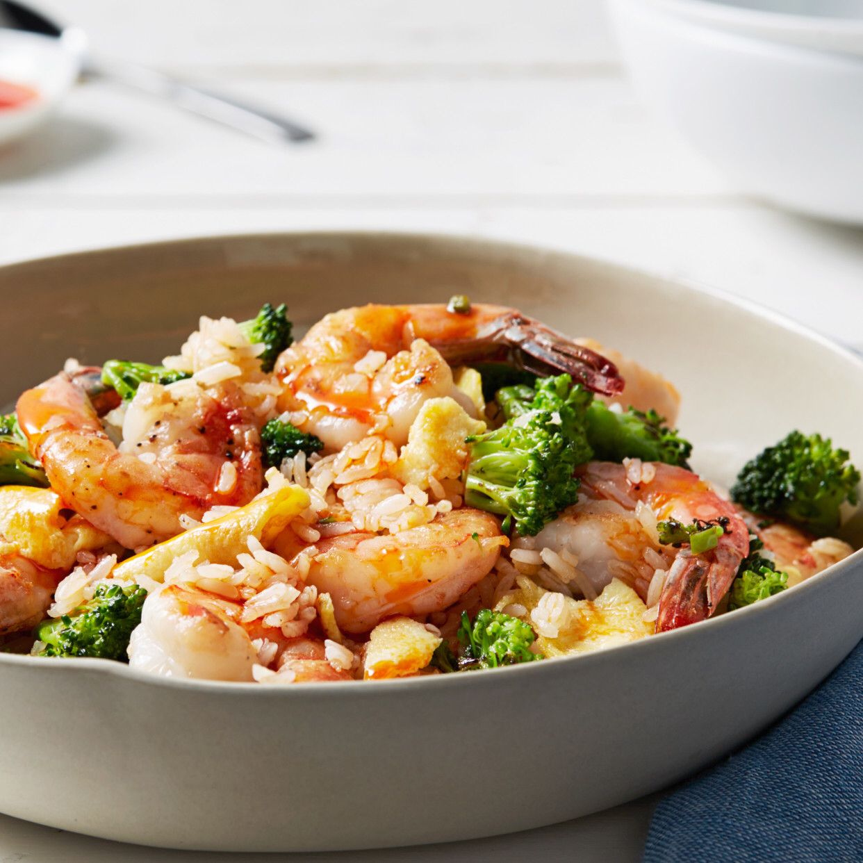 Shrimp and broccoli fried rice