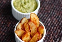 Tomatillo avocado dip with cornmeal crackers