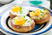 Portobello baked eggs with sun dried tomatoes