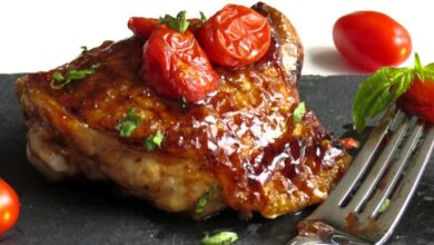 Balsamic glazed chicken roasted veggie bowl recipe