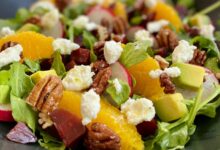 Roasted beet kale salad with candied walnuts