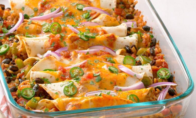 High fiber chicken and black bean enchiladas