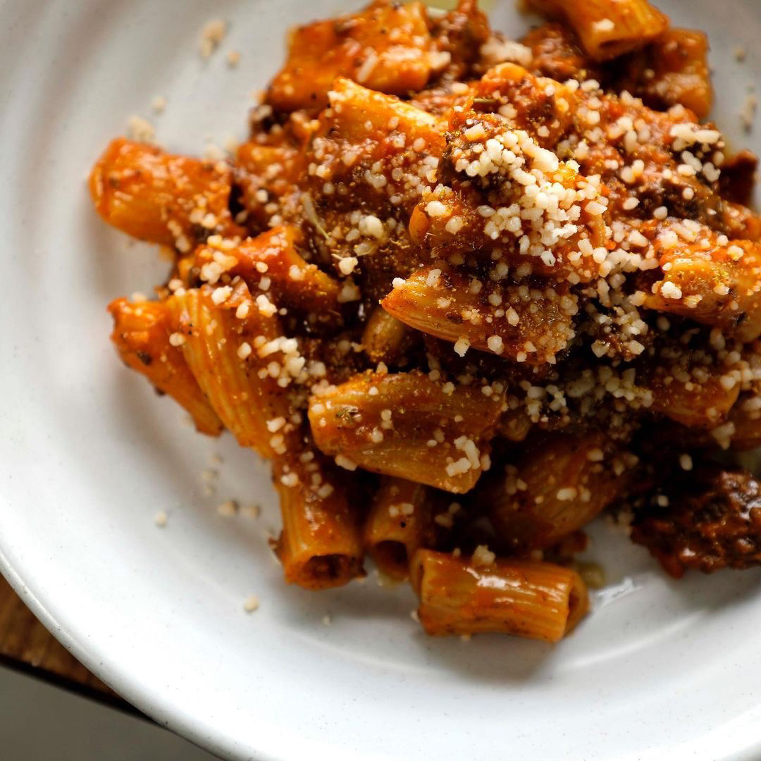 Mediterranean lamb eggplant bolognese