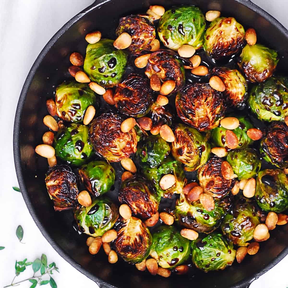 Pan seared balsamic brussels sprouts