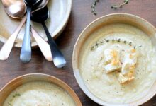 Roasted cauliflower oat soup with turmeric