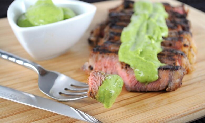 One pan steak with avocado butter