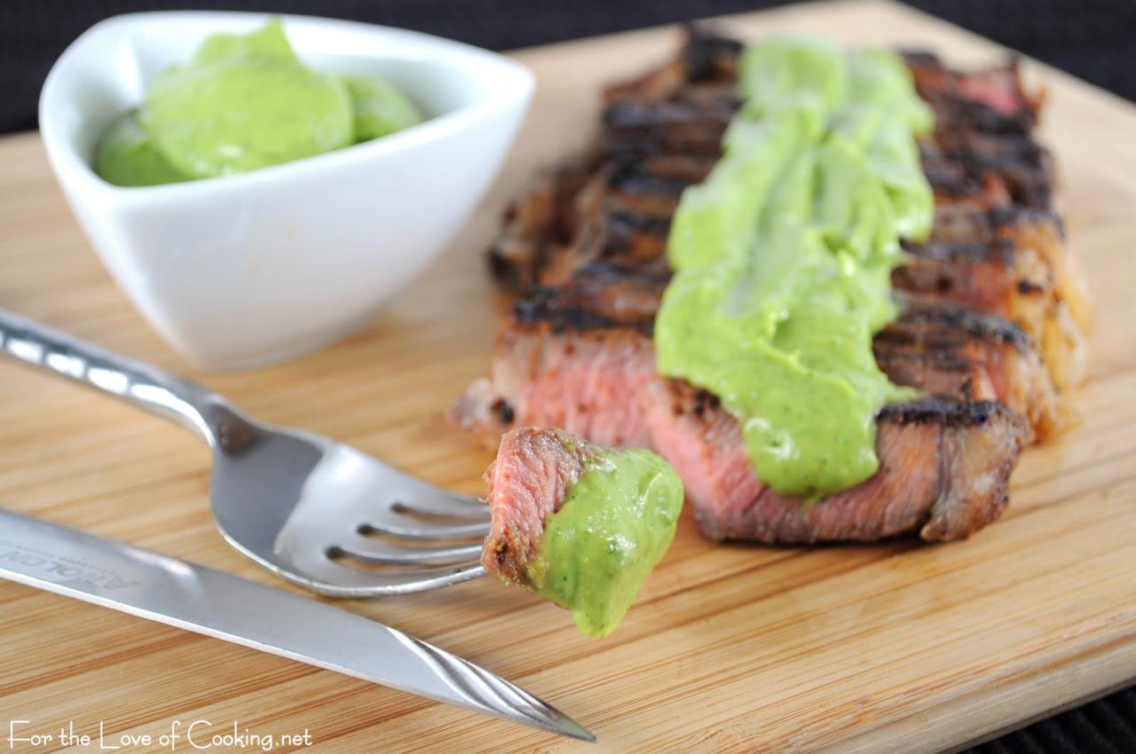 One pan steak with avocado butter