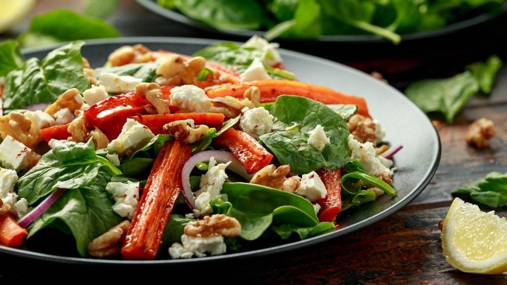 Roasted carrot salad over wild rice