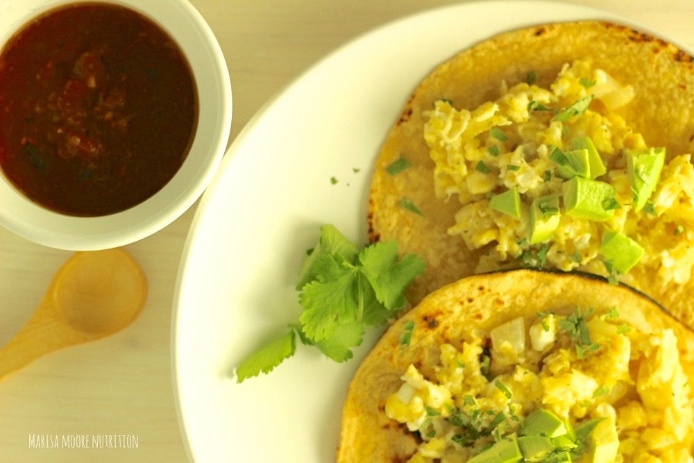 Avocado and egg breakfast tacos