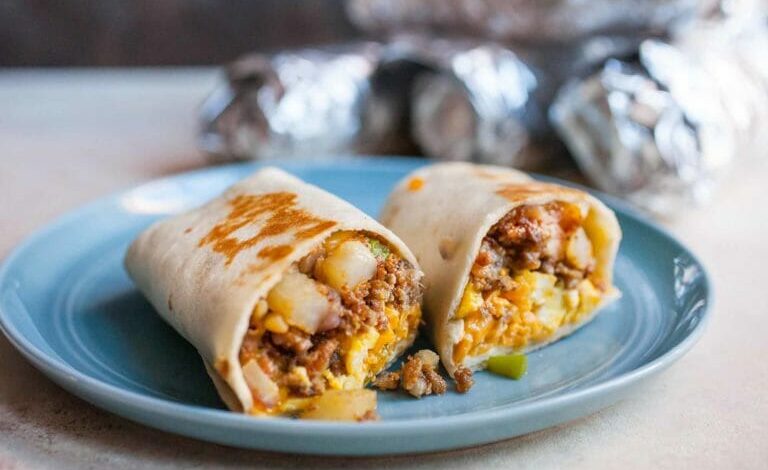 Egg bean breakfast burrito