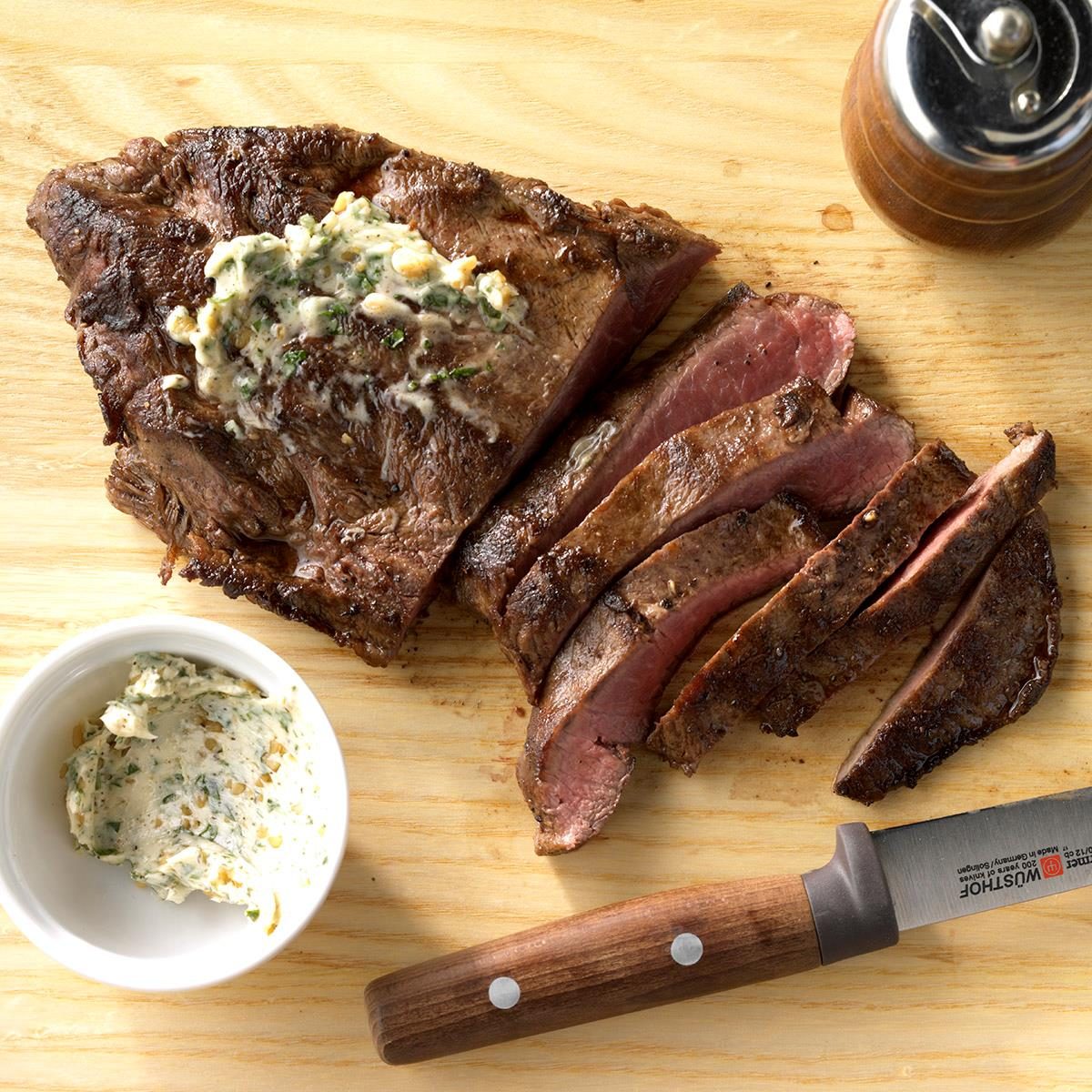 One pan steak with avocado butter