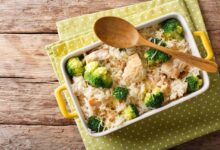 Broccoli and brown rice vegan casserole