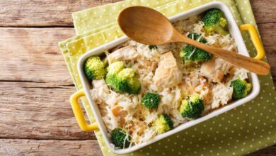 Broccoli and brown rice vegan casserole